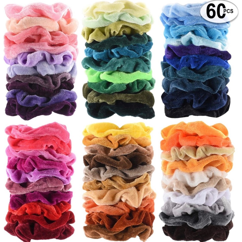 🔥NWT 60 Velvet Scrunchies ponytail Hair Ties